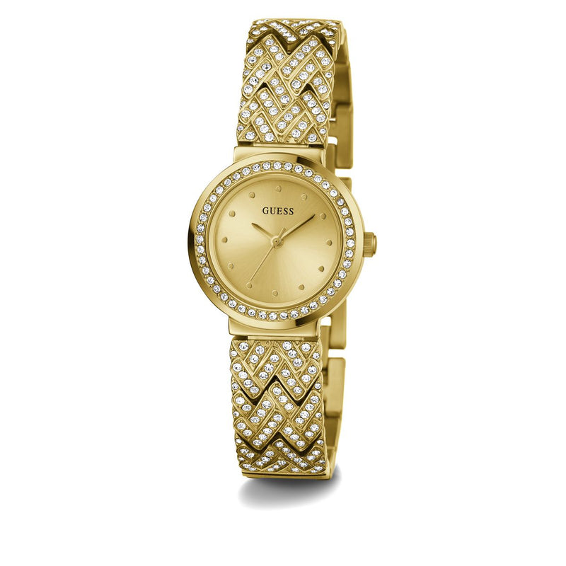 Guess Treasure Champagne Round Dial Analog Women Watch Watch Guess