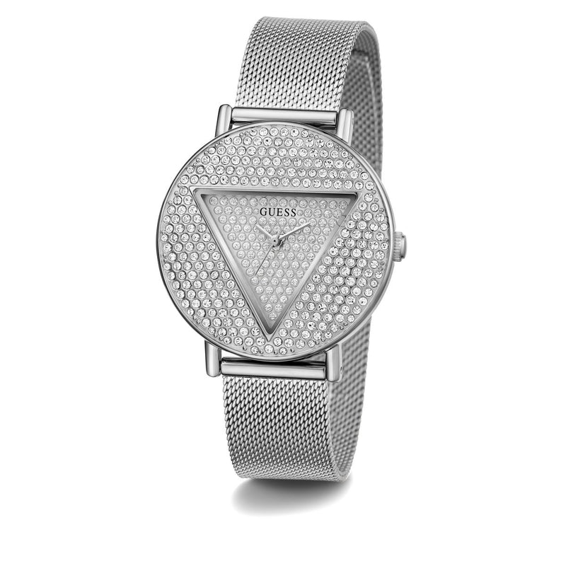 Guess Iconic Silver Round Dial Quartz Analog Women Watch Watch Guess