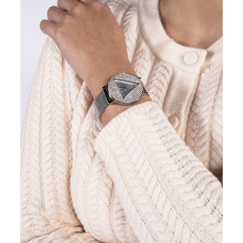Guess Iconic Silver Round Dial Quartz Analog Women Watch Watch Guess