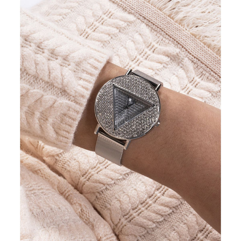 Guess Iconic Silver Round Dial Quartz Analog Women Watch Watch Guess