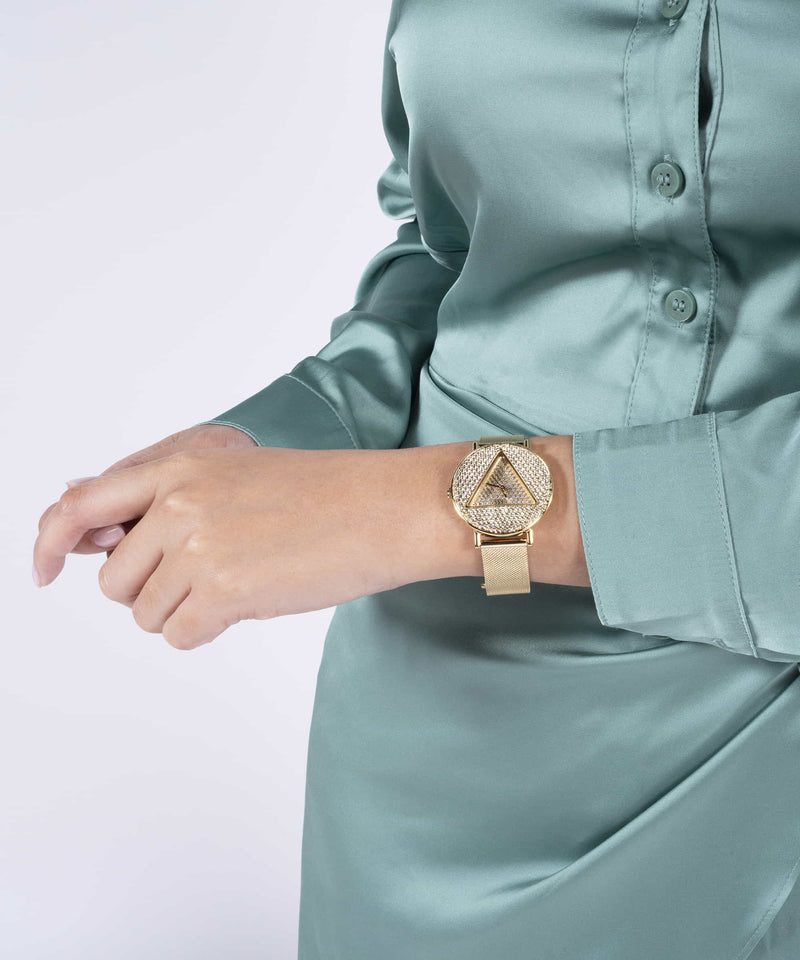 Guess Iconic Champagne Round Dial Analog Women Watch Watch Guess
