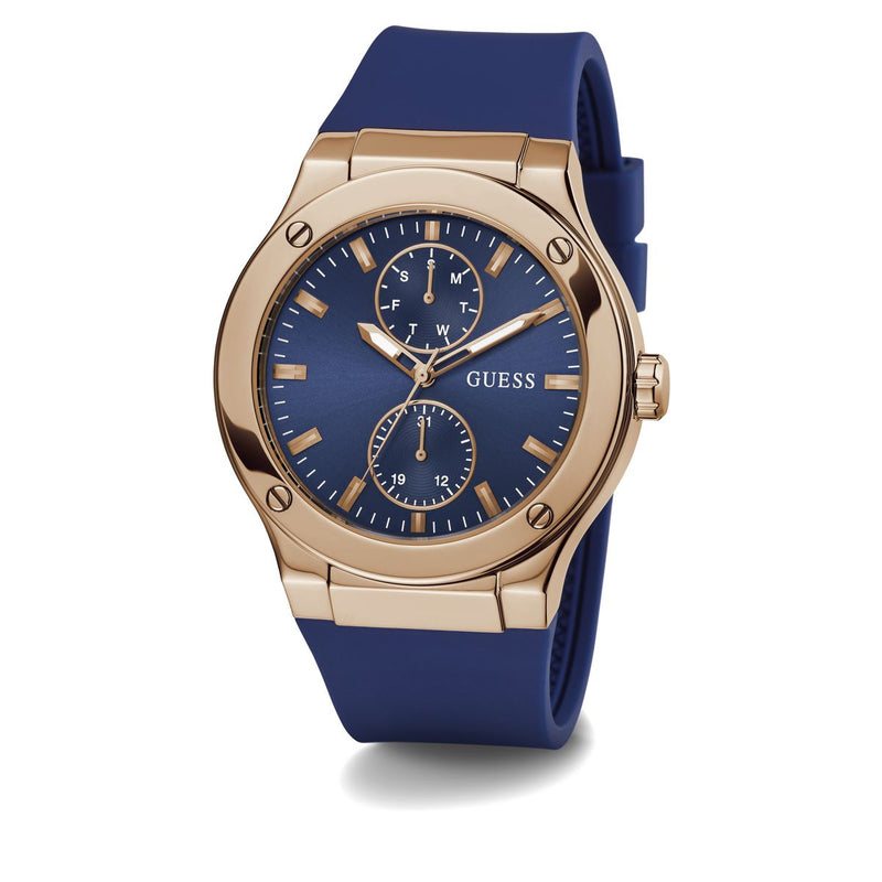 Guess Blue Round Dial Quartz Analog Men Watch Watch Guess