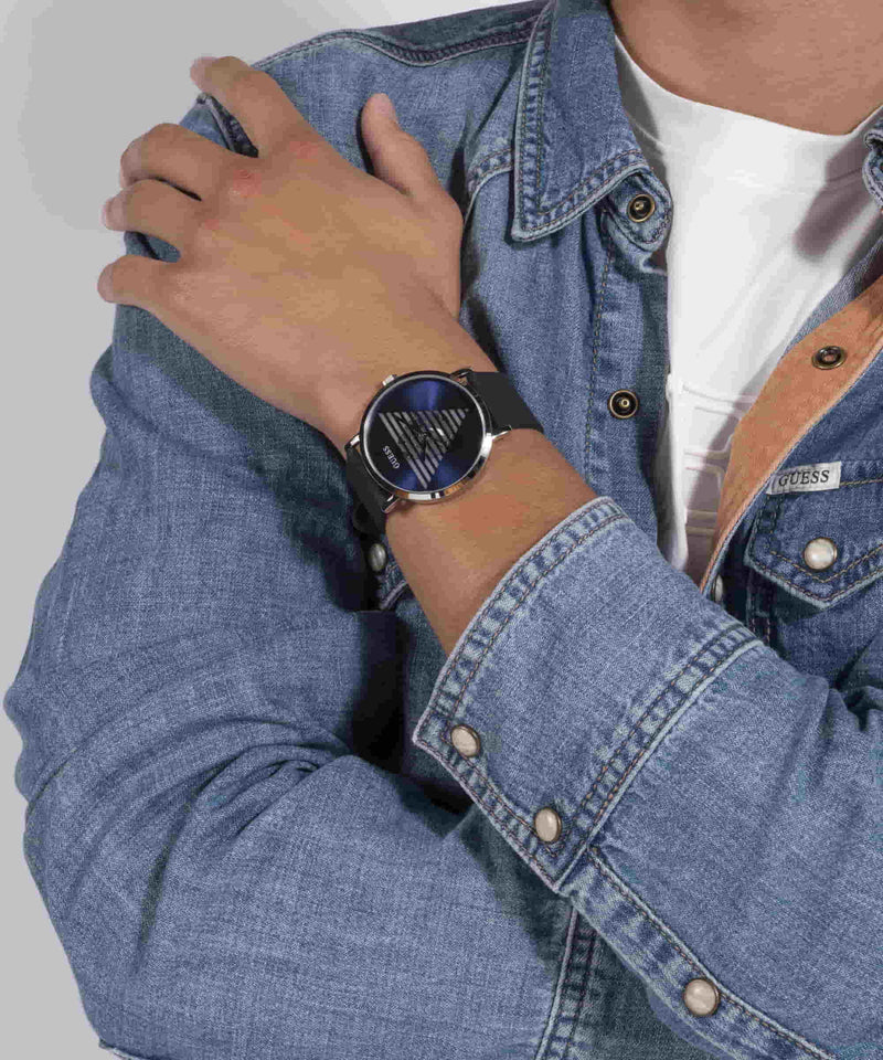 Guess Idol Silver Round Dial Analog Men Watch Watch Guess