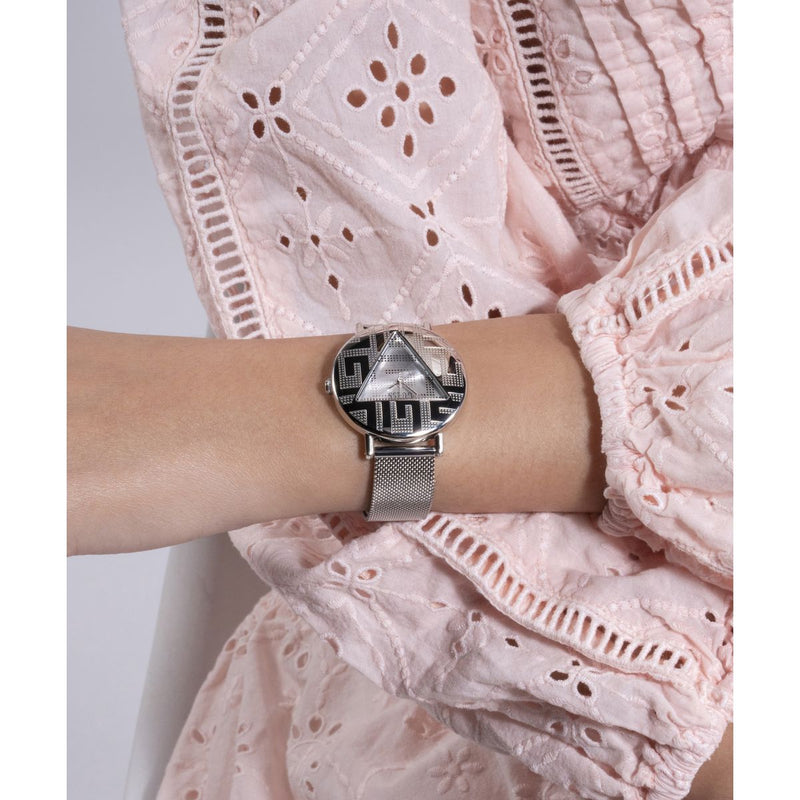 Guess Silver Round Dial Quartz Analog Women Watch Watch Guess