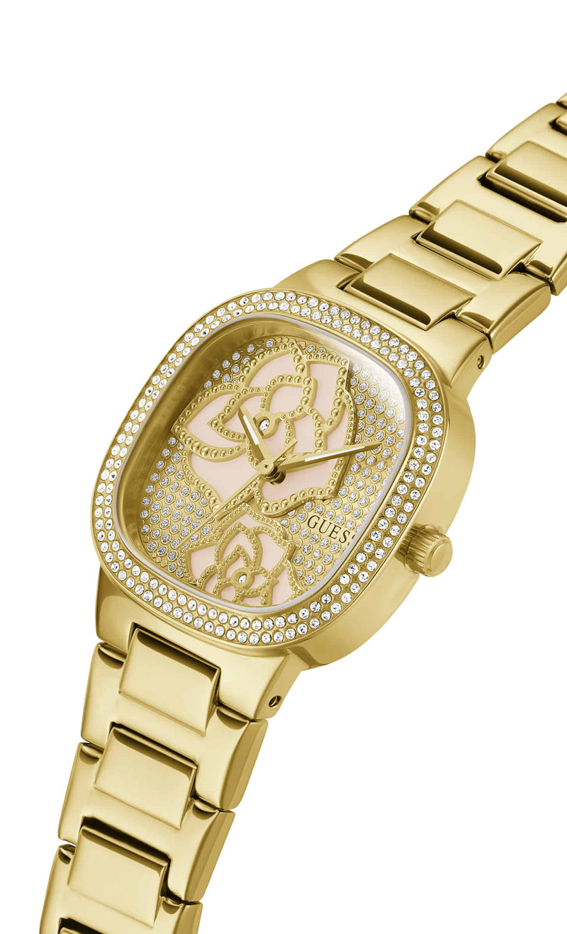 Guess Rose Bud Champagne Square Dial Quartz Analog Women Watch Watch Guess