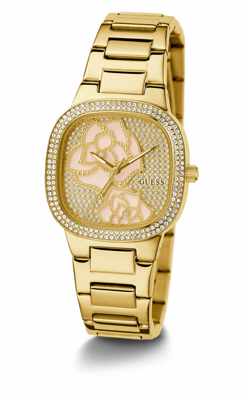 Guess Rose Bud Champagne Square Dial Quartz Analog Women Watch Watch Guess