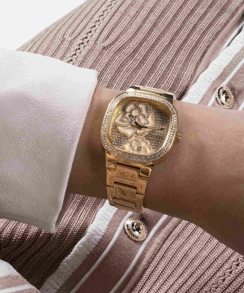 Guess Rose Bud Champagne Square Dial Quartz Analog Women Watch Watch Guess