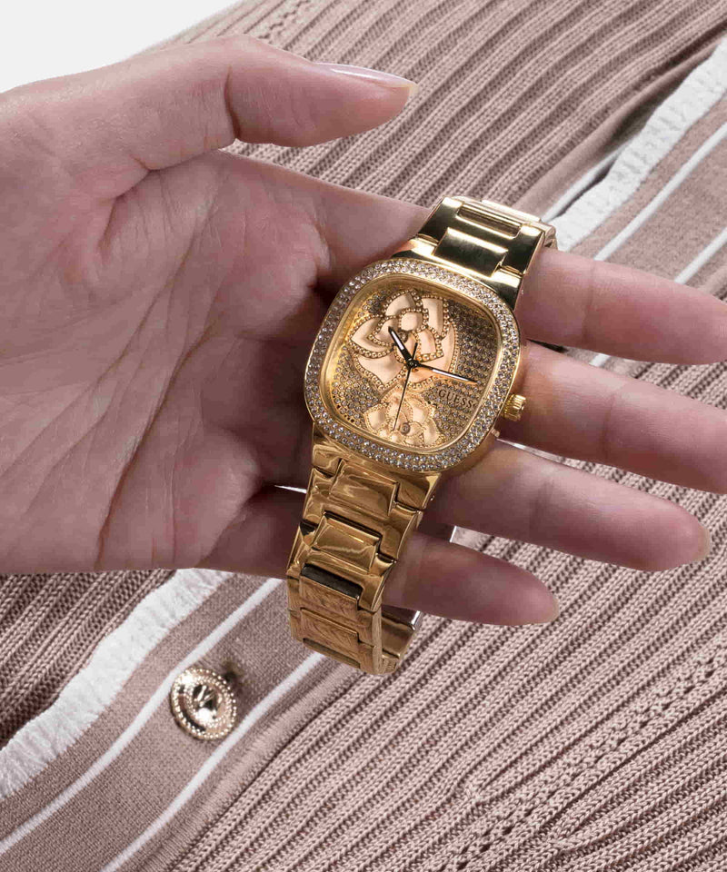 Guess Rose Bud Champagne Square Dial Quartz Analog Women Watch Watch Guess