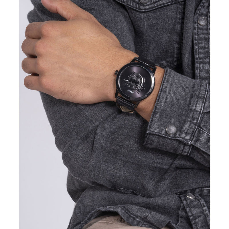 Guess Monarch Leather Black Round Dial Quartz Analog Men Watch Watch Guess