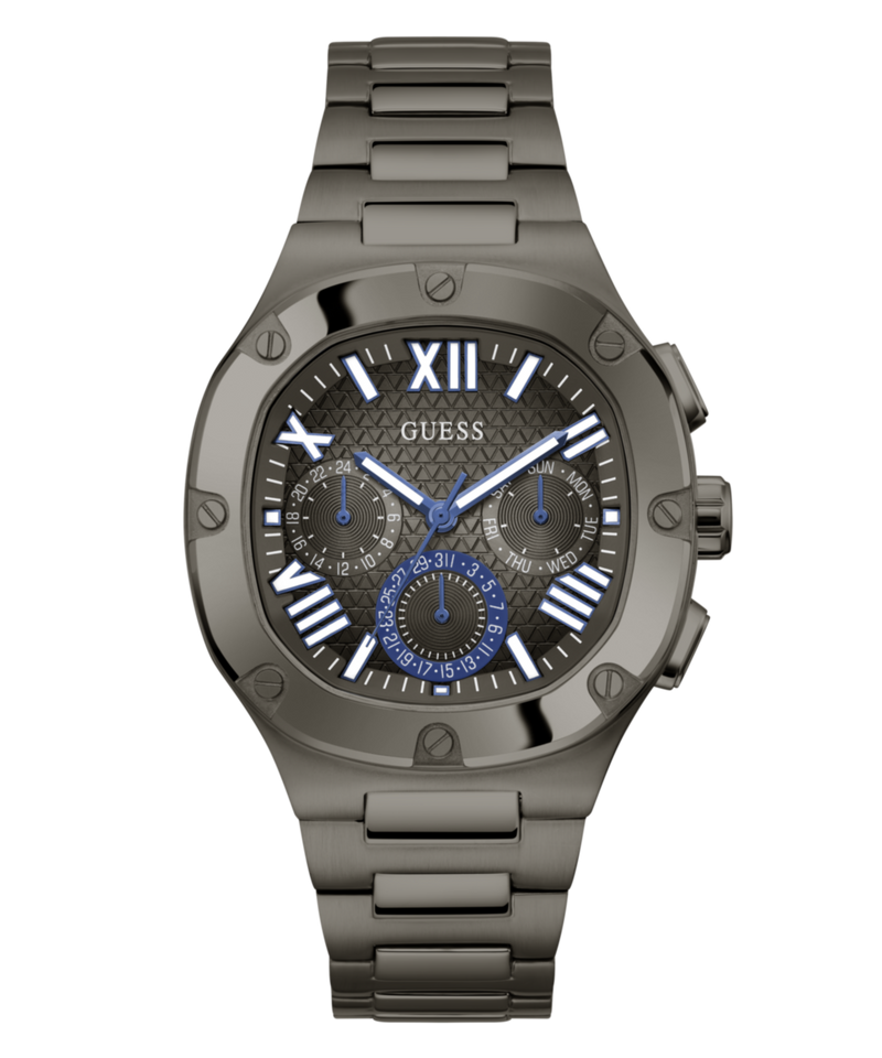 Guess Headline Gunmetal Square Dial Multi-function Men Watch Watch Guess