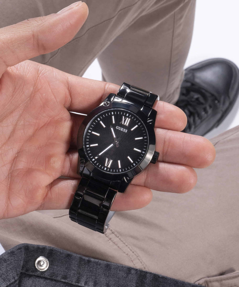 Guess Crescent Black Round Dial Analog Men Watch Watch Guess