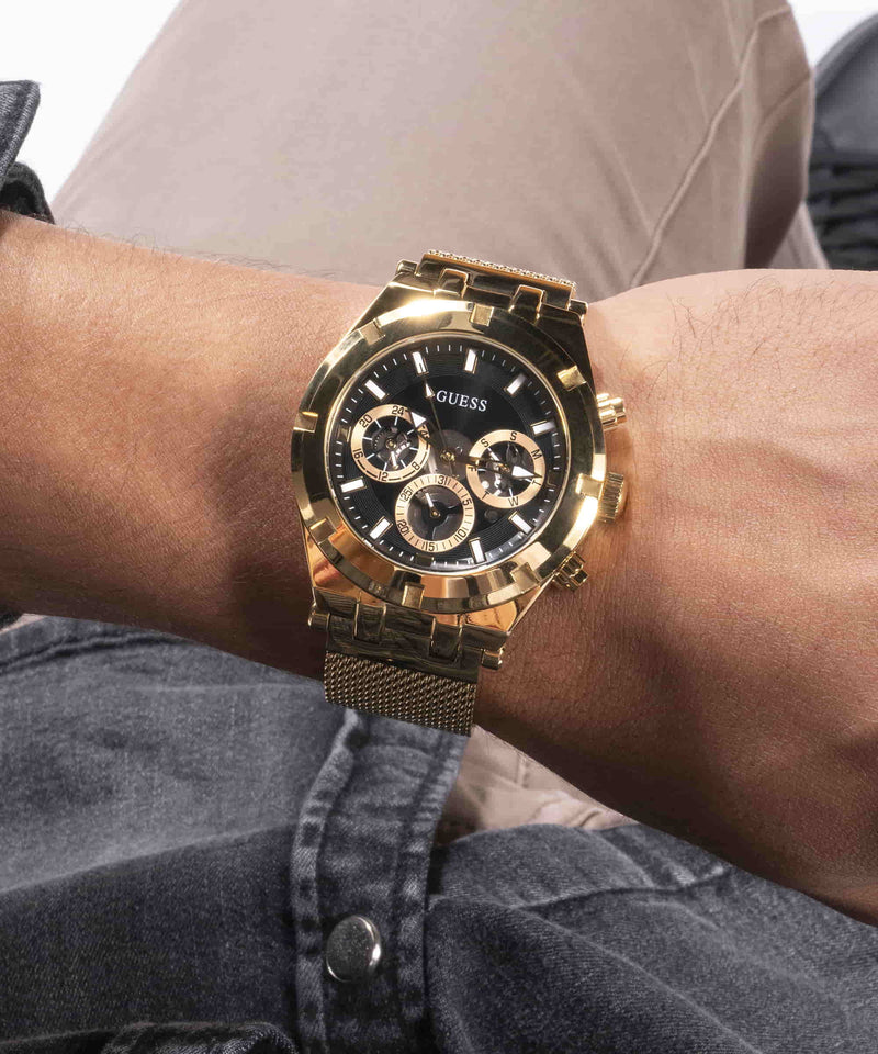 Guess Continental Gold Round Dial Multi-function Men Watch Watch Guess