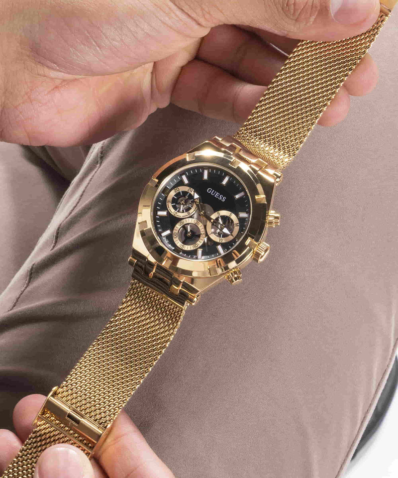 Guess Continental Gold Round Dial Multi-function Men Watch Watch Guess