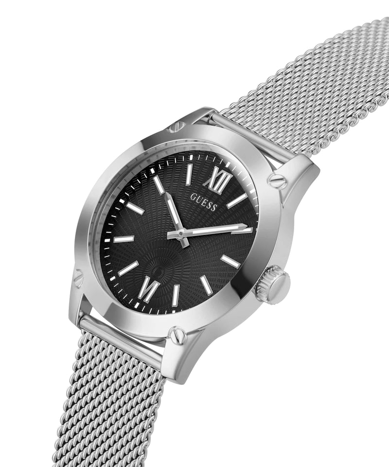 Guess Silver Round Dial Analog Men Watch Watch Guess