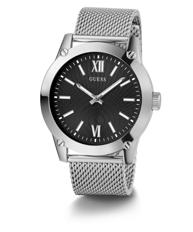 Guess Silver Round Dial Analog Men Watch Watch Guess