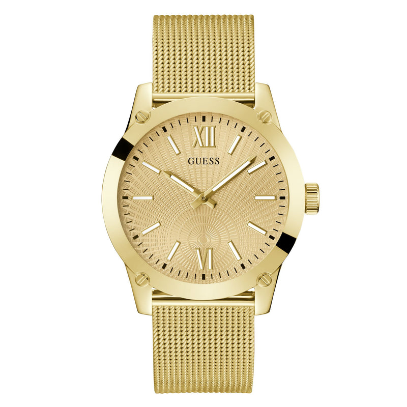 Guess Crescent Champagne Round Dial Quartz Analog Men Watch Watch Guess