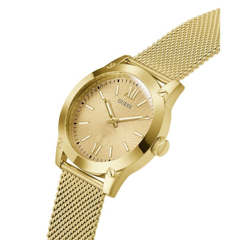 Guess Crescent Champagne Round Dial Quartz Analog Men Watch Watch Guess