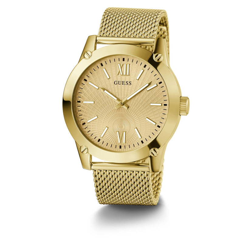 Guess Crescent Champagne Round Dial Quartz Analog Men Watch Watch Guess