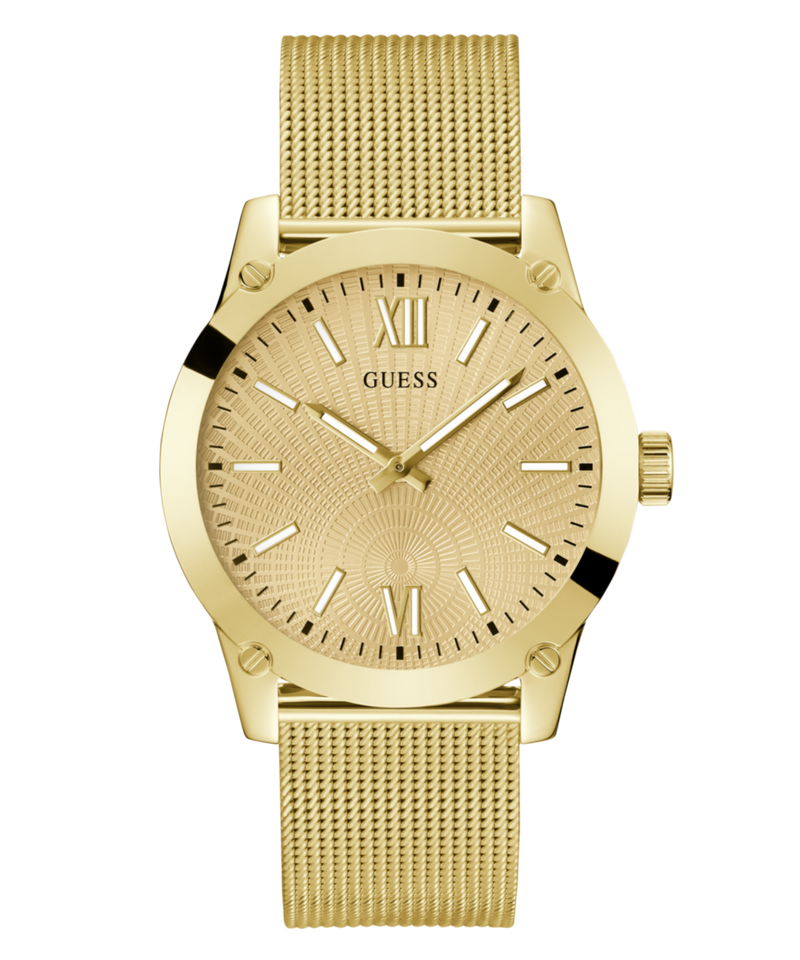 Guess Crescent Champagne Round Dial Quartz Analog Men Watch Watch Guess