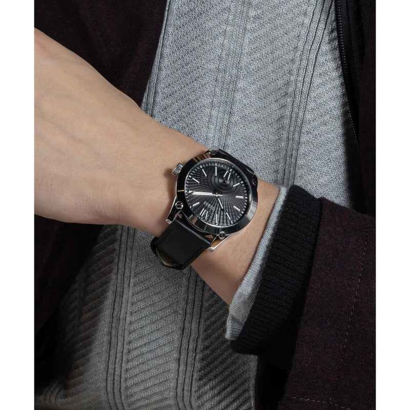 Guess Leather Black Round Dial Quartz Analog Men Watch Watch Guess