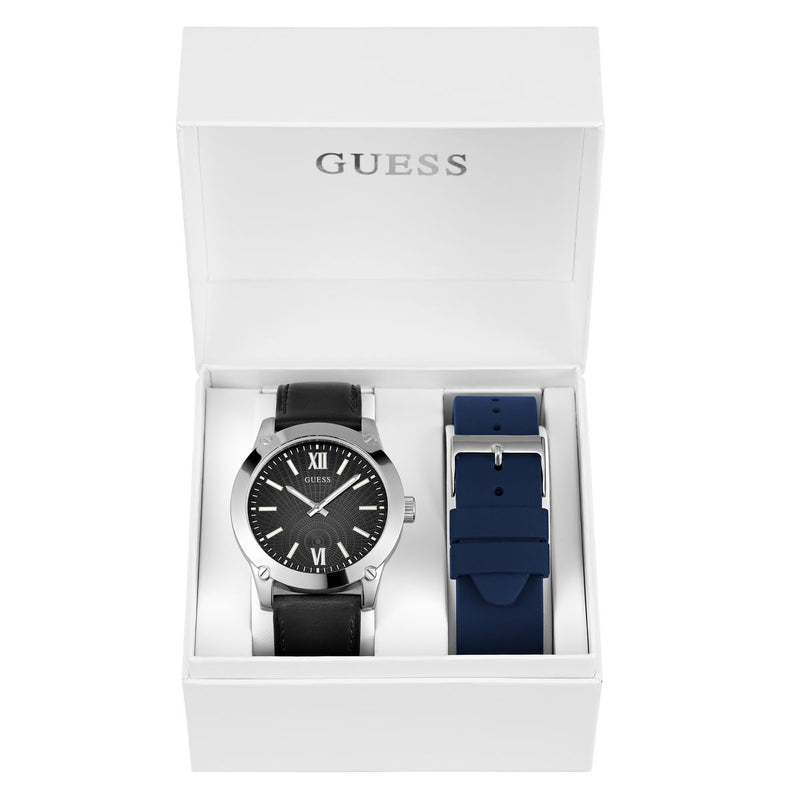 Guess Leather Black Round Dial Quartz Analog Men Watch Watch Guess