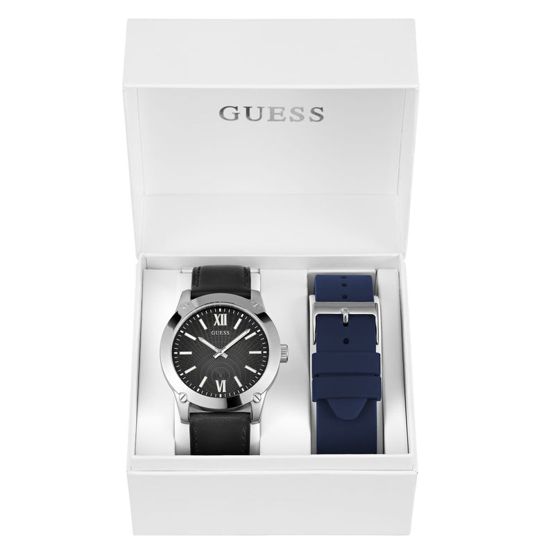 Guess Leather Black Round Dial Quartz Analog Men Watch Watch Guess