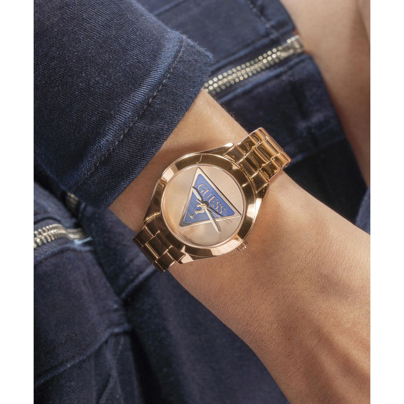 Guess Tri Plaque Rose gold Round Dial Quartz Analog Women Watch Watch Guess