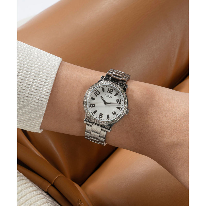 Guess Fawn White Round Dial Quartz Analog Women Watch Watch Guess