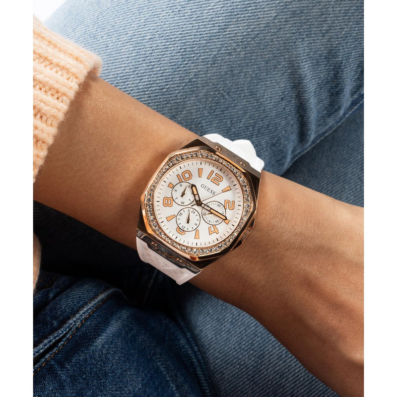 Guess Zest White Octogonal Dial Quartz Analog Women Watch Watch Guess