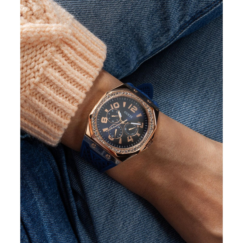 Guess Zest Blue Octogonal Dial Quartz Analog Women Watch Watch Guess