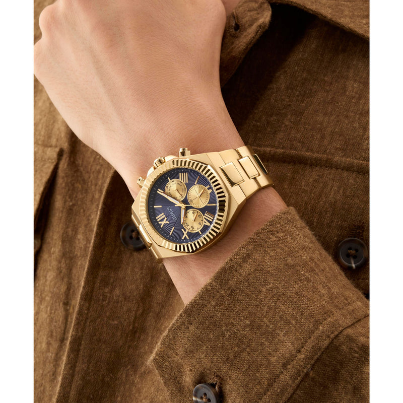 Guess Equity Blue Round Dial Quartz Analog Men Watch Watch Guess
