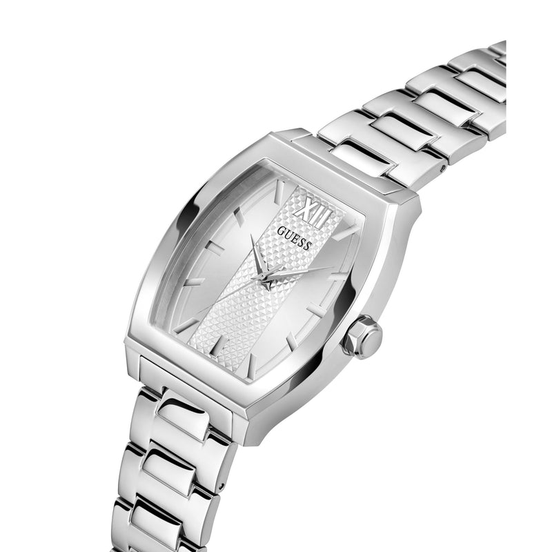 Guess Punctual Silver Tone Rectangle Dial Quartz Analog Men Watch Watch Guess