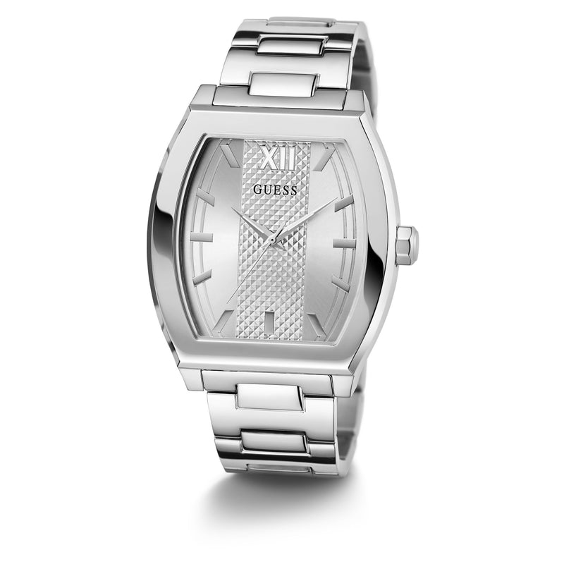 Guess Punctual Silver Tone Rectangle Dial Quartz Analog Men Watch Watch Guess