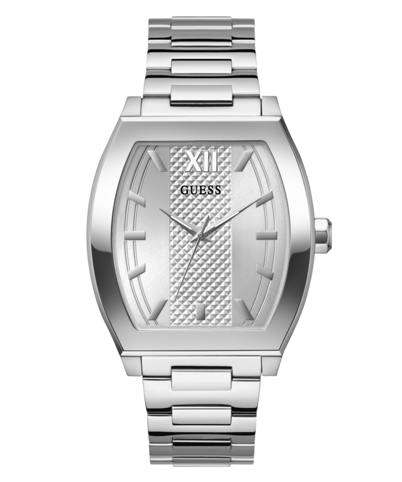 Guess Punctual Silver Tone Rectangle Dial Quartz Analog Men Watch Watch Guess