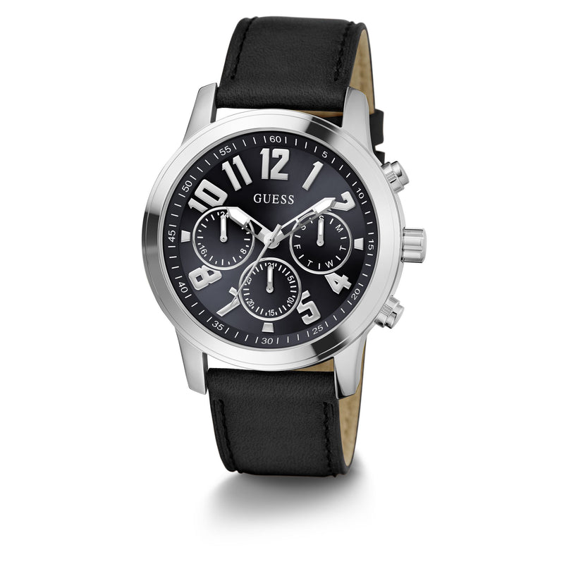 Guess Parker Leather Blue Round Dial Quartz Analog Men Watch Watch Guess
