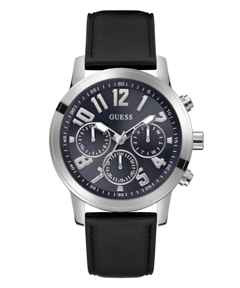 Guess Parker Leather Blue Round Dial Quartz Analog Men Watch Watch Guess