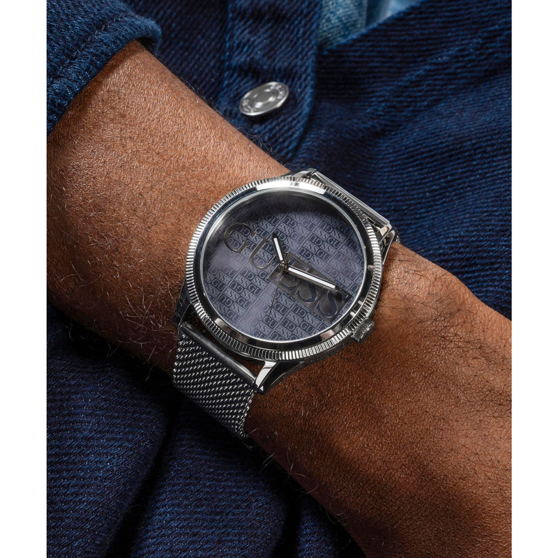 Guess Reputation Blue Round Dial Quartz Analog Men Watch Watch Guess