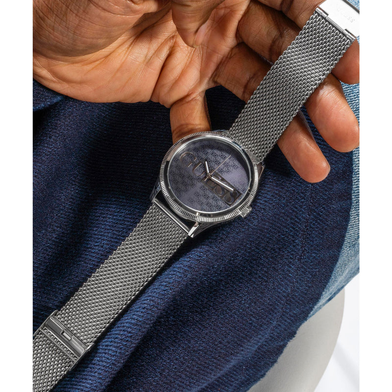 Guess Reputation Blue Round Dial Quartz Analog Men Watch Watch Guess