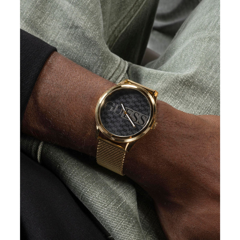 Guess Reputation Black Round Dial Quartz Analog Men Watch Watch Guess
