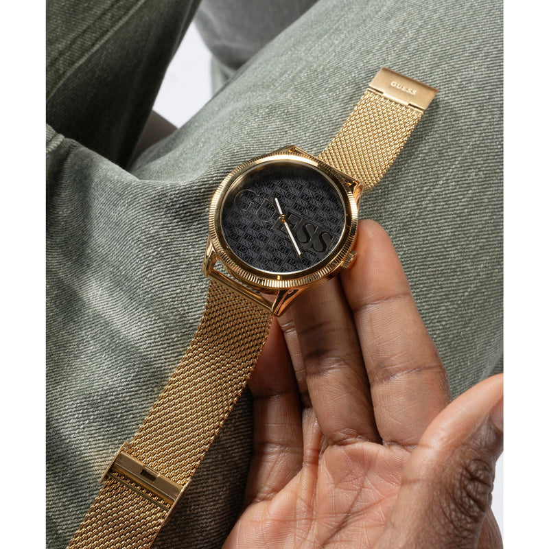 Guess Reputation Black Round Dial Quartz Analog Men Watch Watch Guess