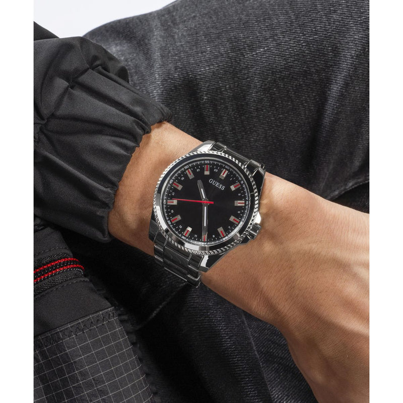 Guess Champ Black Round Dial Quartz Analog Men Watch Watch Guess