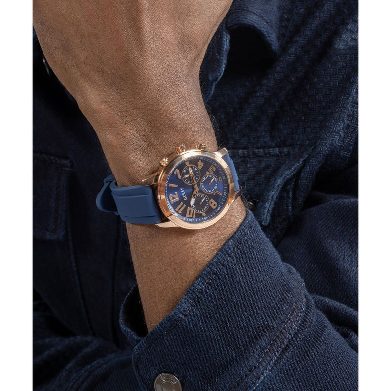 Guess Resistance Blue Round Dial Quartz Analog Men Watch Watch Guess