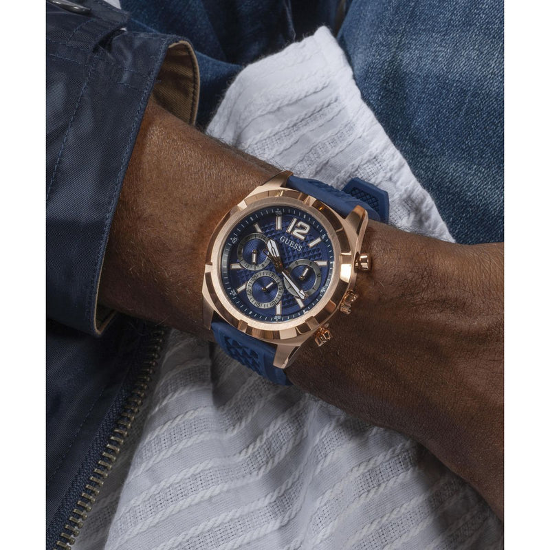 Guess Resistance Blue Round Dial Quartz Analog Men Watch Watch Guess