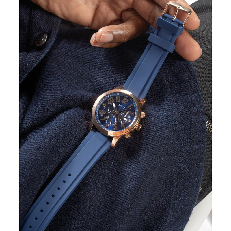 Guess Resistance Blue Round Dial Quartz Analog Men Watch Watch Guess
