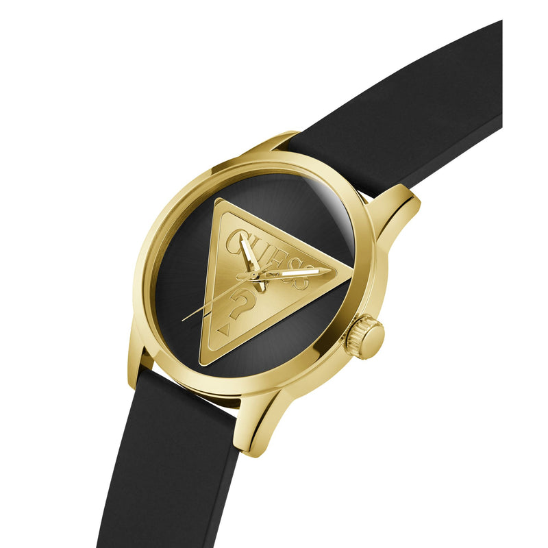 Guess Badge Leather Black Round Dial Quartz Analog Men Watch Watch Guess