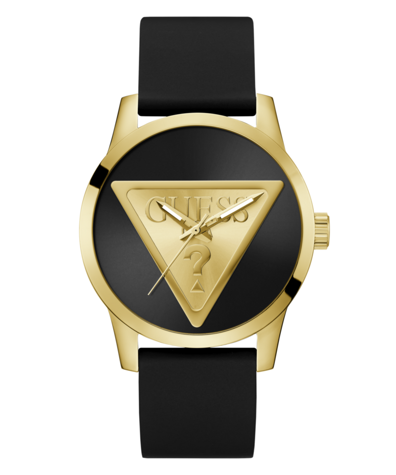Guess Badge Leather Black Round Dial Quartz Analog Men Watch Watch Guess