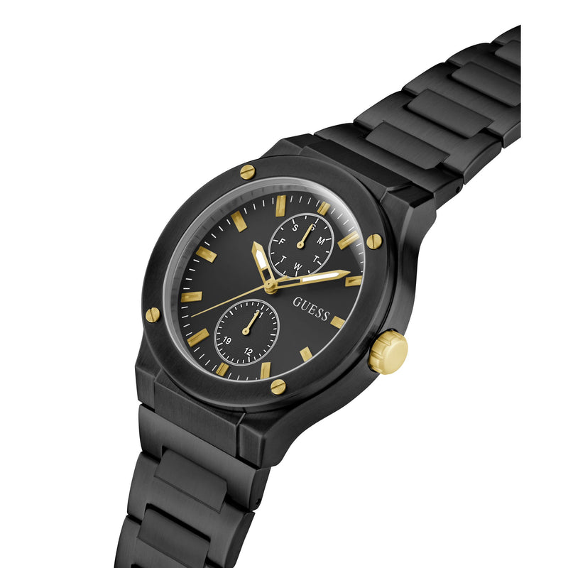 Guess Jet Black Round Dial Quartz Analog Men Watch Watch Guess