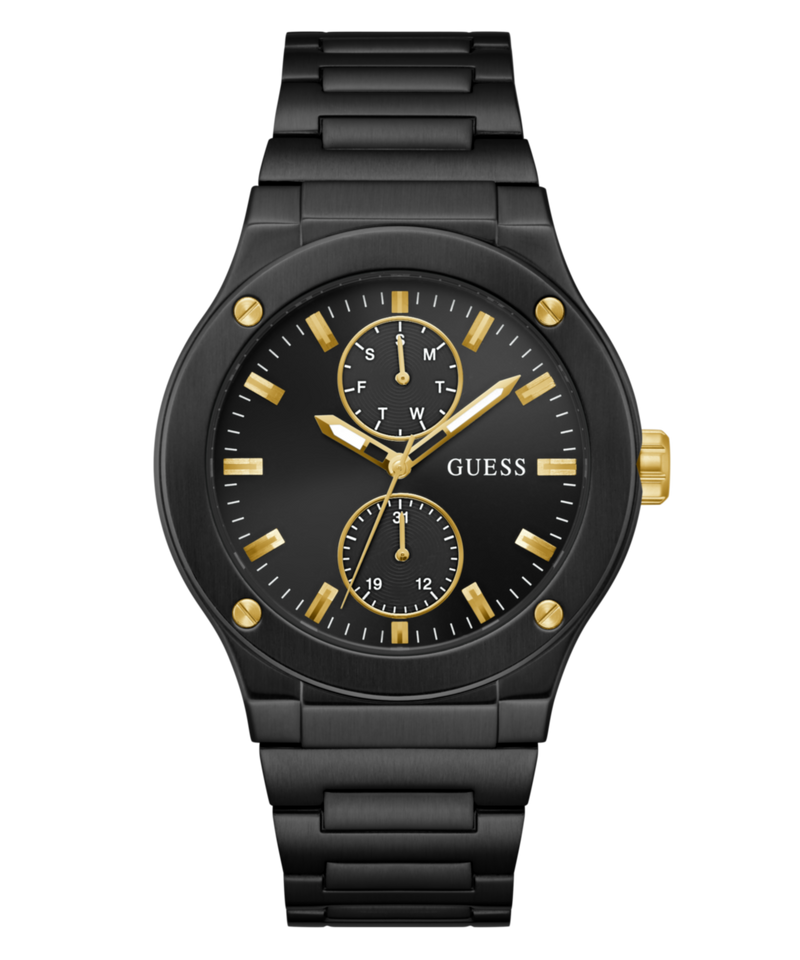 Guess Jet Black Round Dial Quartz Analog Men Watch Watch Guess