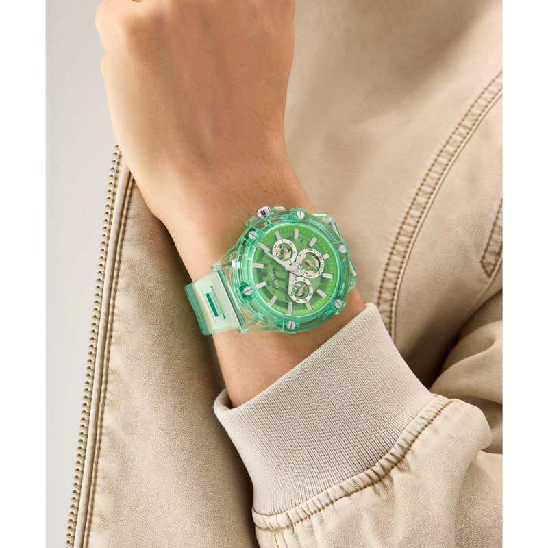 Guess Gt King Green Round Dial Analog Men's Quartz Watch Watch Guess