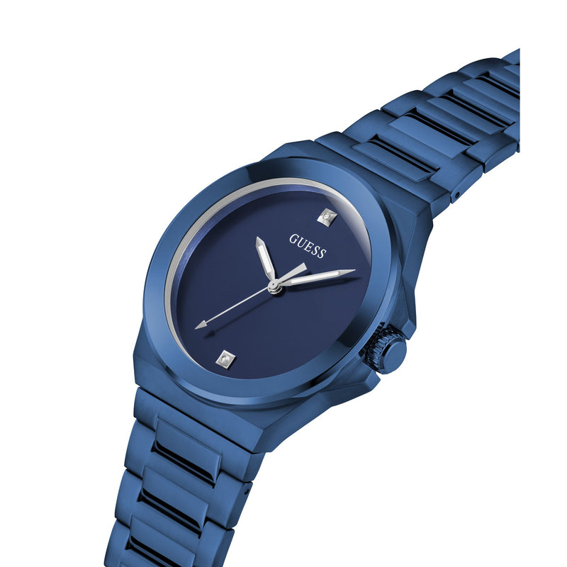 Guess Vinyl Blue Round Dial Quartz Analog Men Watch Watch Guess
